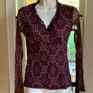 Beautiful Burgundy & Rose Nylon Top